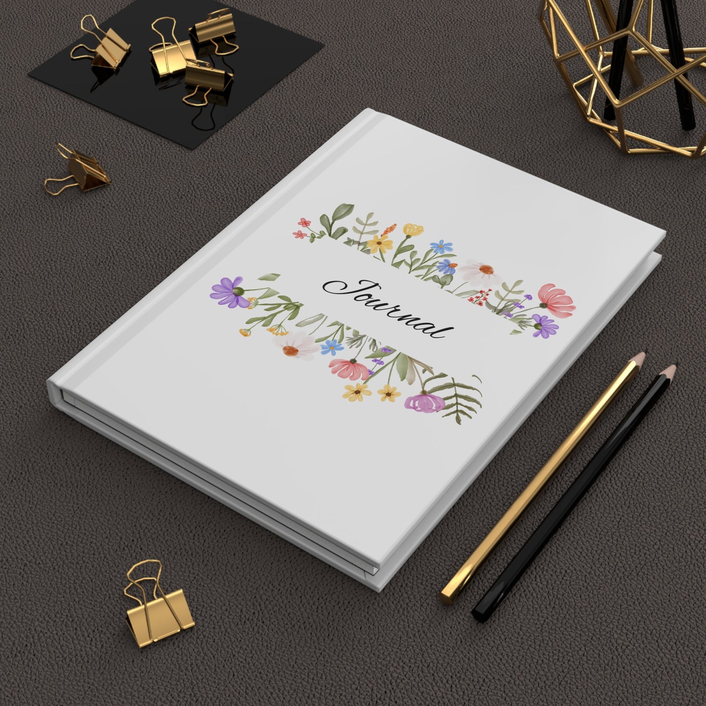 Floral Garden Hardcover Journal — "Journal" Matte Notebook for Daily Notes, Gratitude, & Gifting