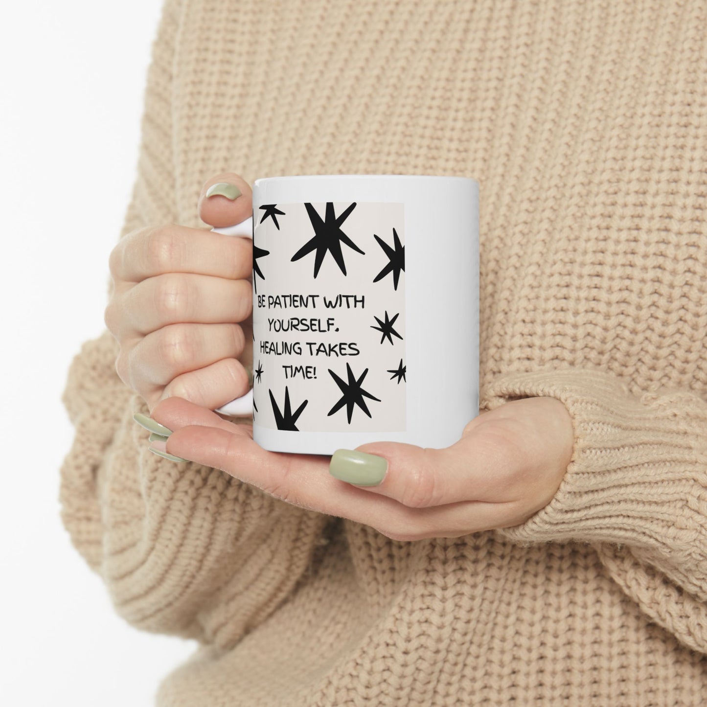 Inspirational Starburst Ceramic Mug – Motivational Quote Coffee Cup (11oz, 15oz)