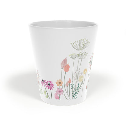 Wildflower Latte Mug — 12oz Floral Ceramic Coffee Cup