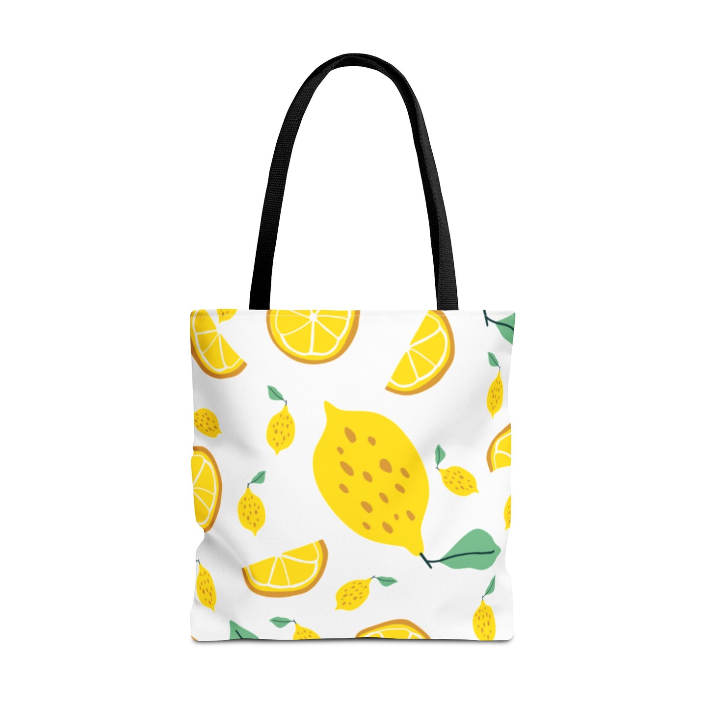 Lemon Pattern Tote Bag white canvas background| Yellow Citrus All-Over Print