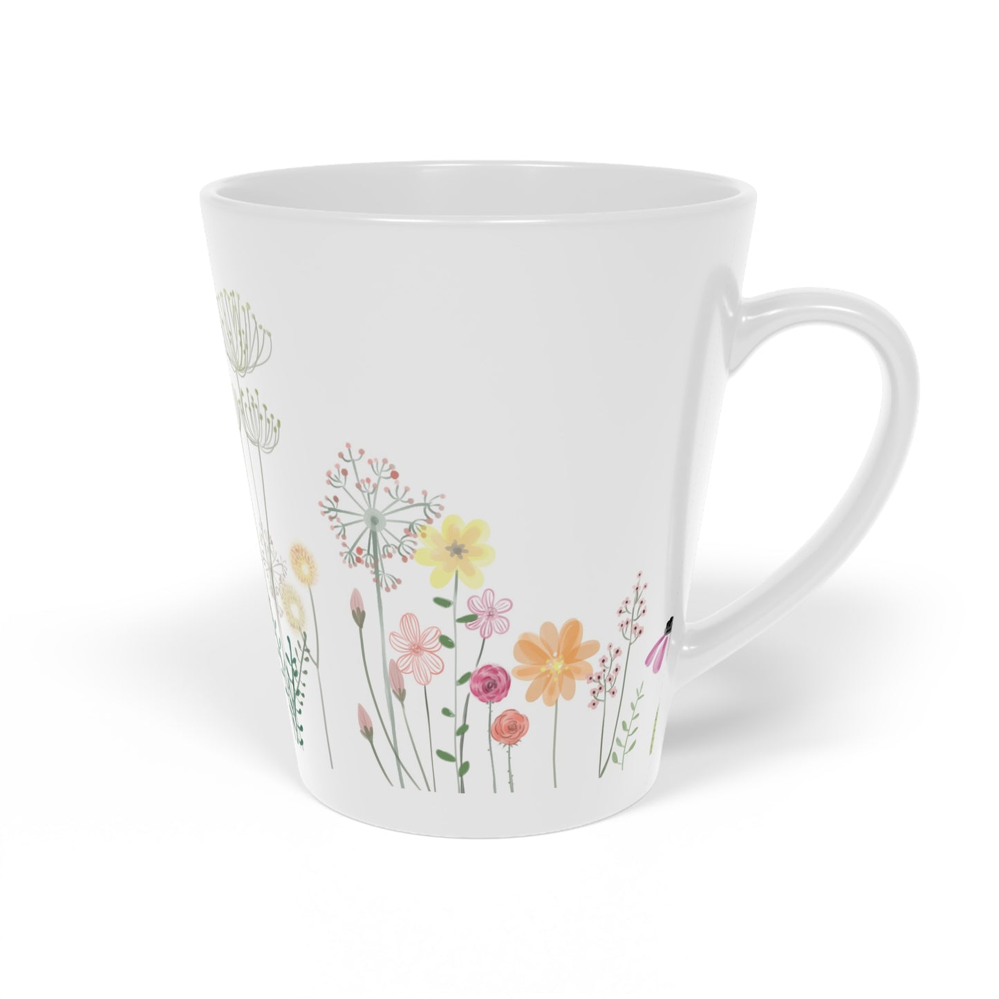 Wildflower Latte Mug — 12oz Floral Ceramic Coffee Cup