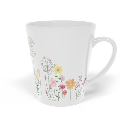 Wildflower Latte Mug — 12oz Floral Ceramic Coffee Cup