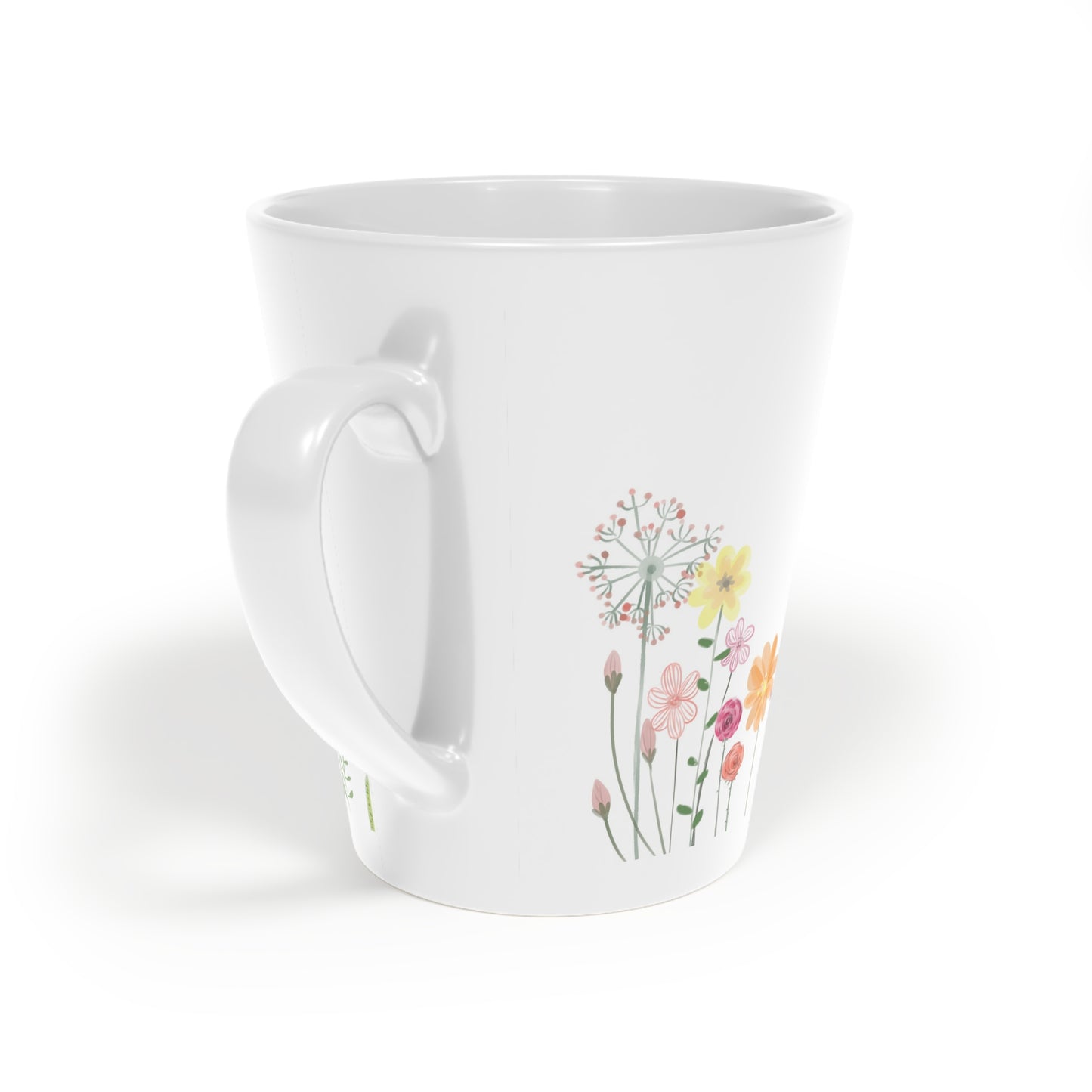 Wildflower Latte Mug — 12oz Floral Ceramic Coffee Cup