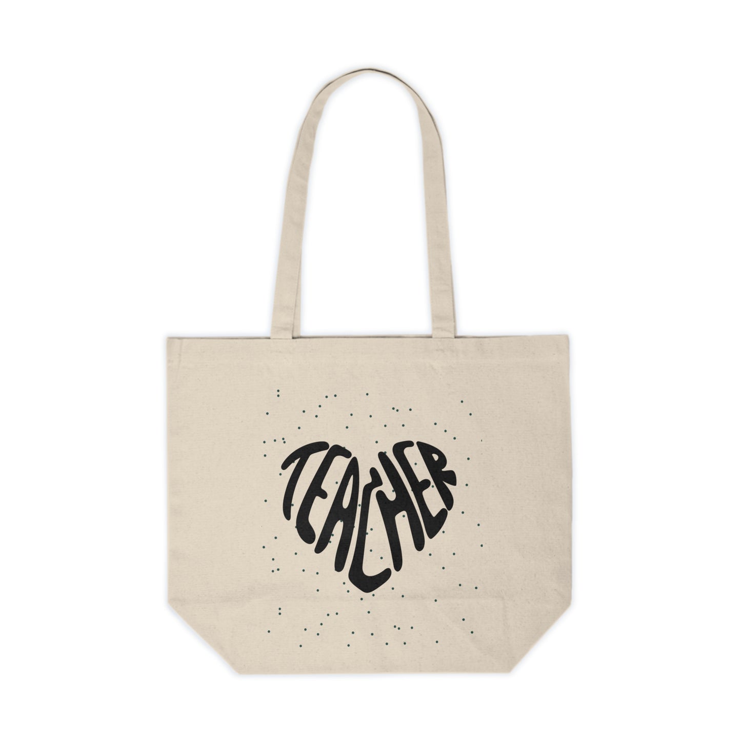 Teacher Heart Canvas Tote — "Teaching With Heart" School Tote Bag