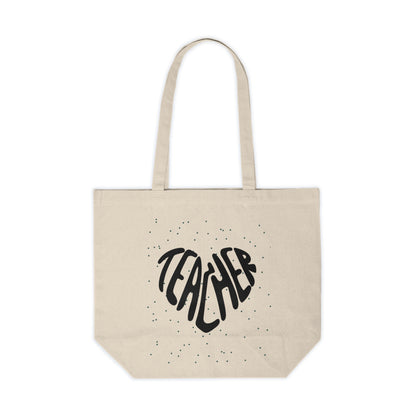 Teacher Heart Canvas Tote — "Teaching With Heart" School Tote Bag