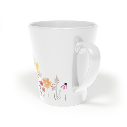 Wildflower Latte Mug — 12oz Floral Ceramic Coffee Cup