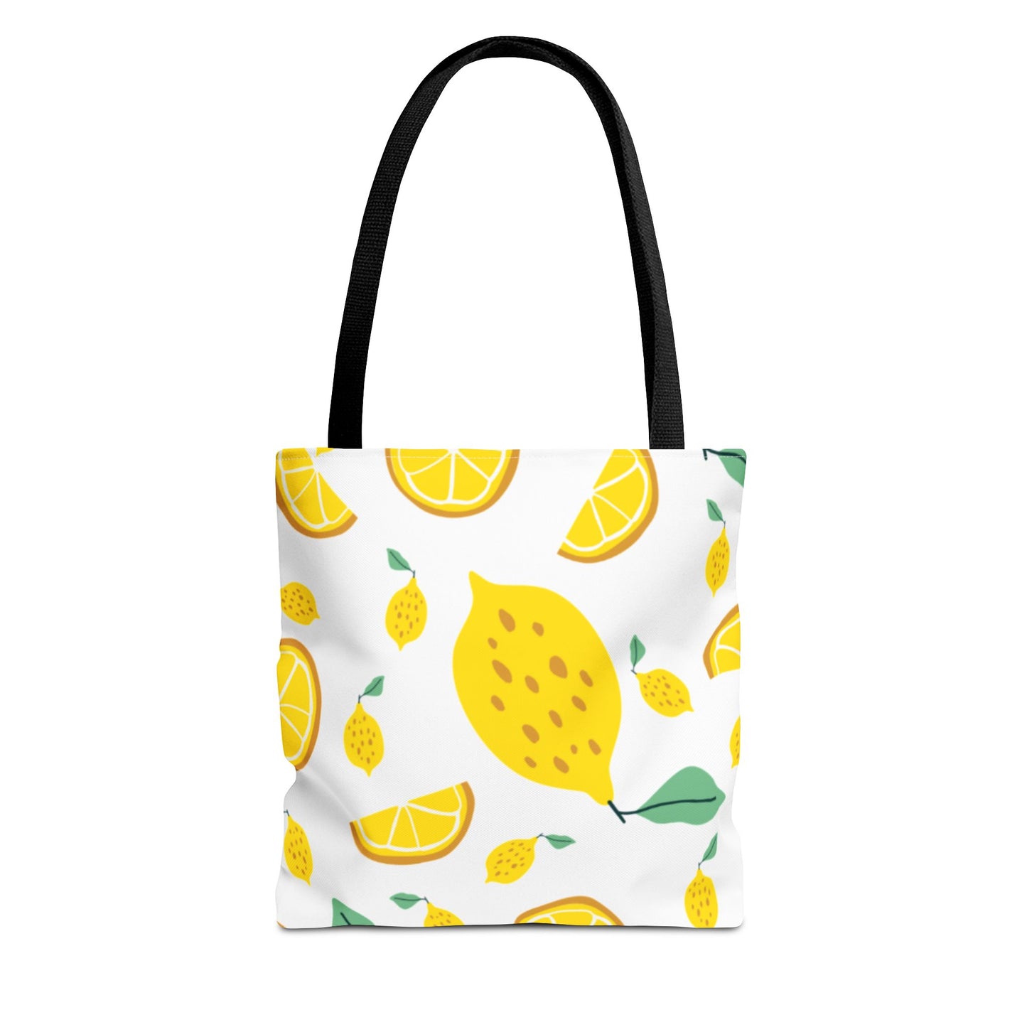 Lemon Pattern Tote Bag white canvas background| Yellow Citrus All-Over Print