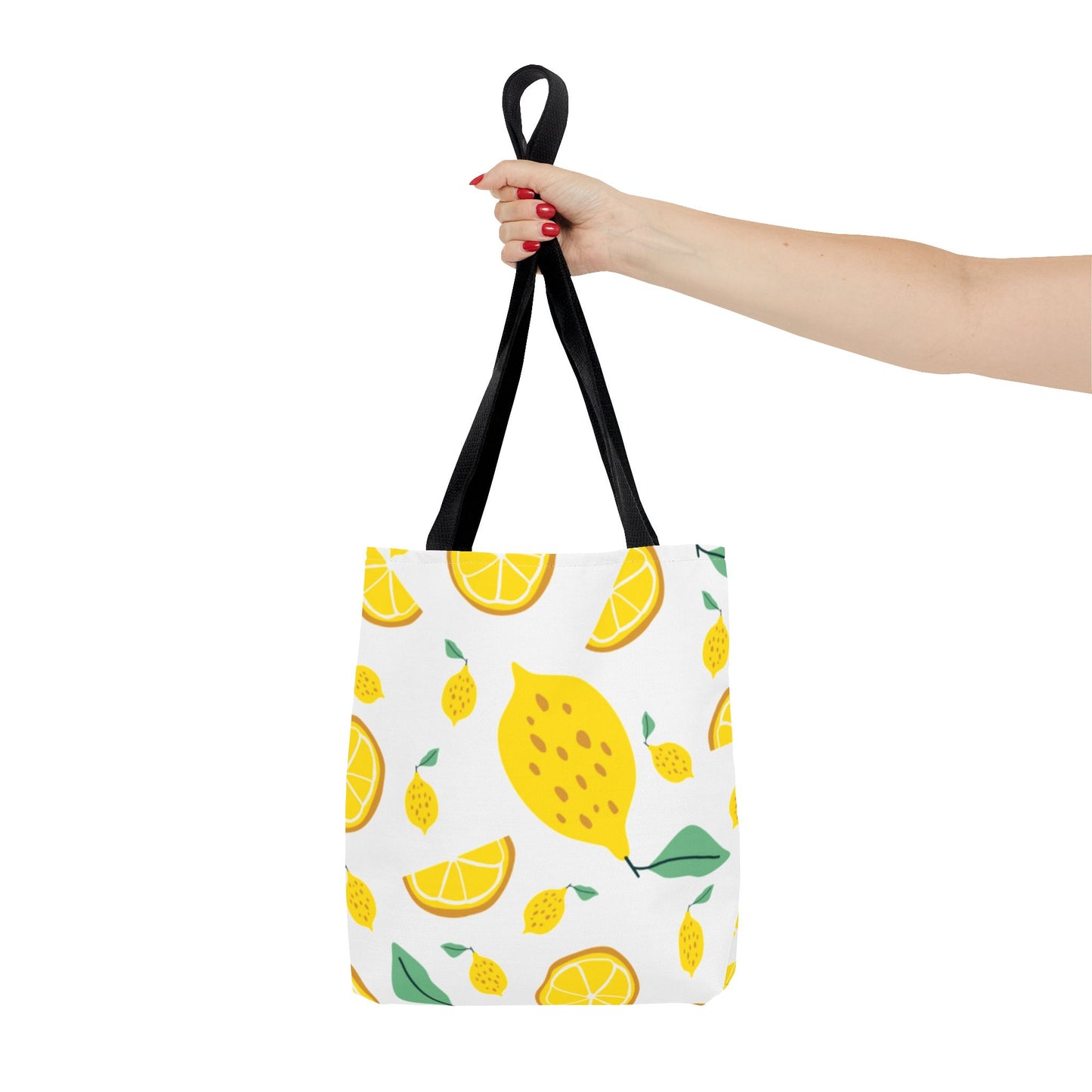 Lemon Pattern Tote Bag white canvas background| Yellow Citrus All-Over Print