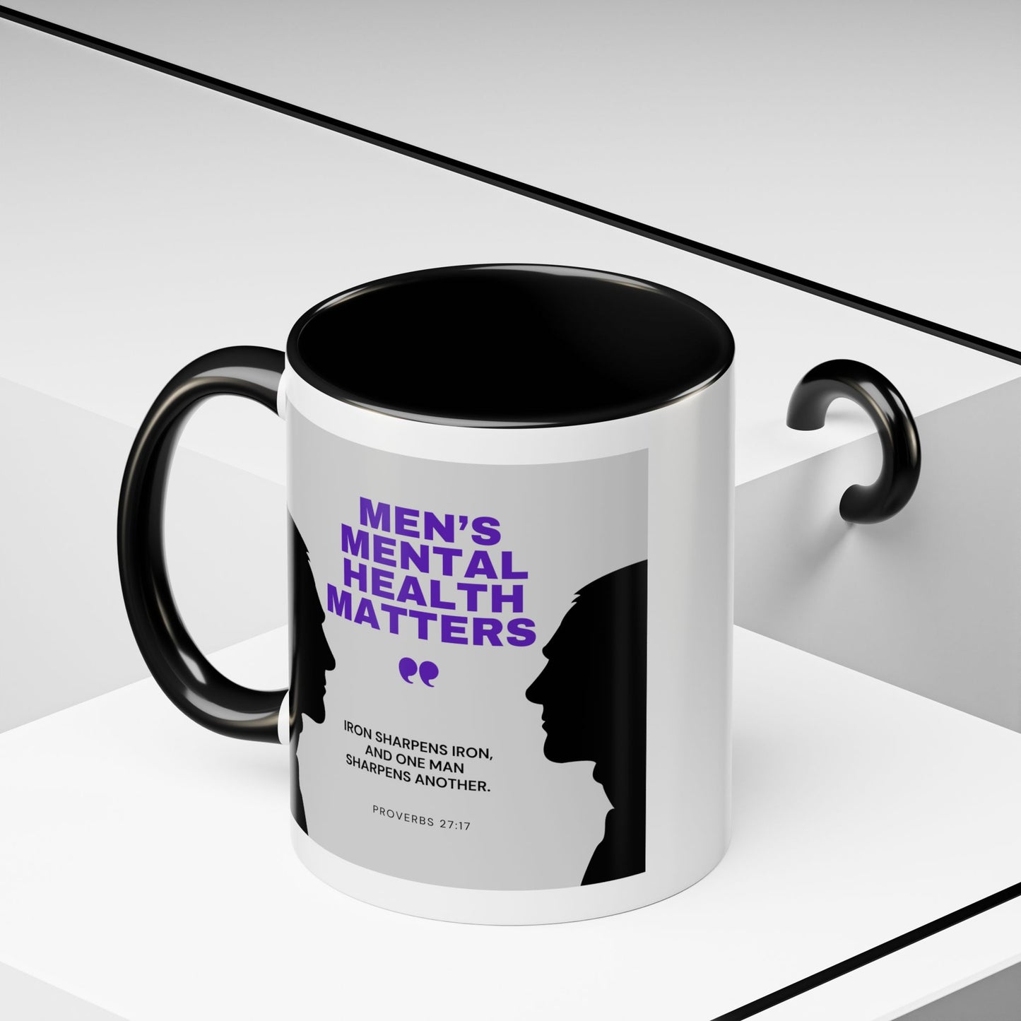 Men's Mental Health Accent Coffee Mug — 'men'mental health' Supportive Ceramic Mug