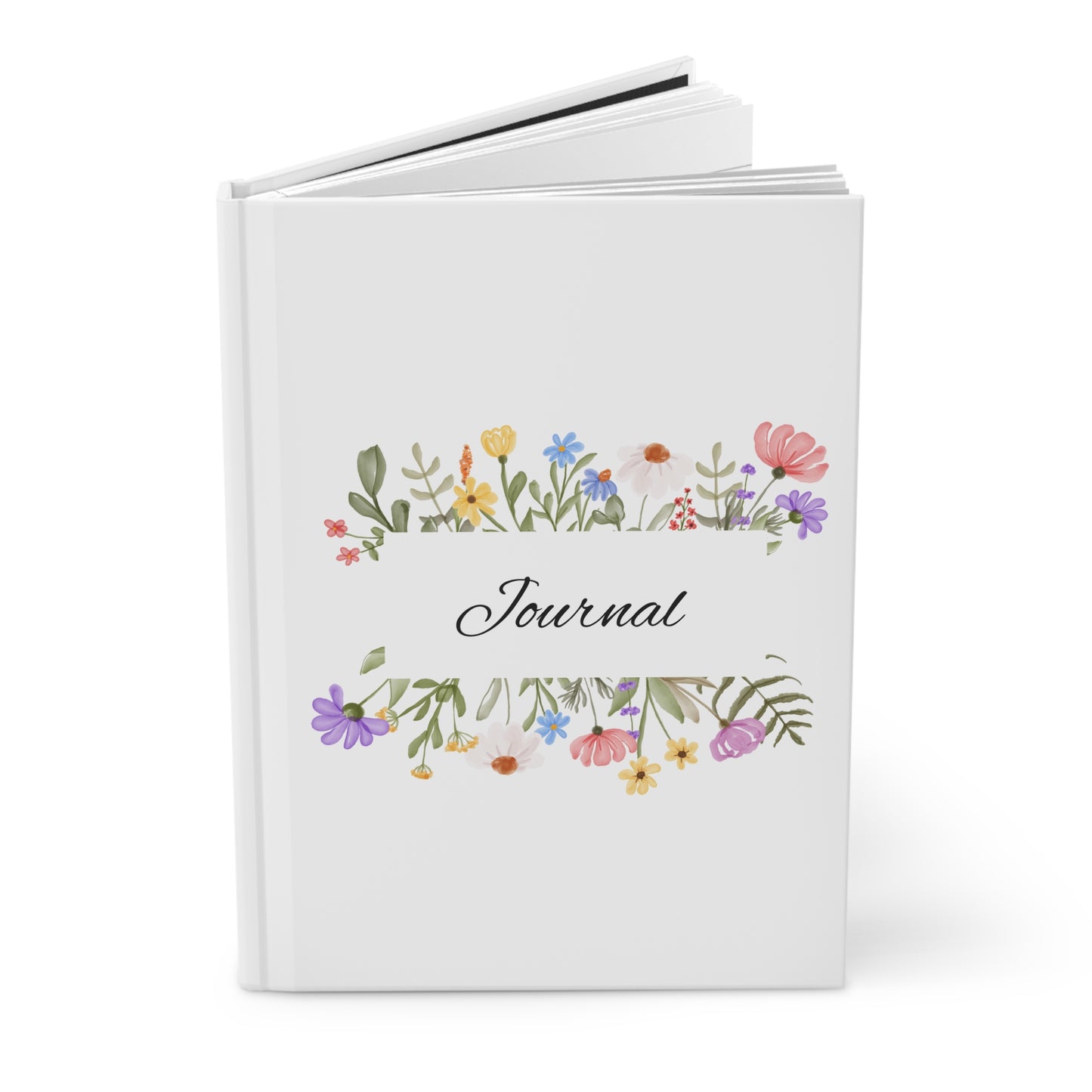 Floral Garden Hardcover Journal — "Journal" Matte Notebook for Daily Notes, Gratitude, & Gifting