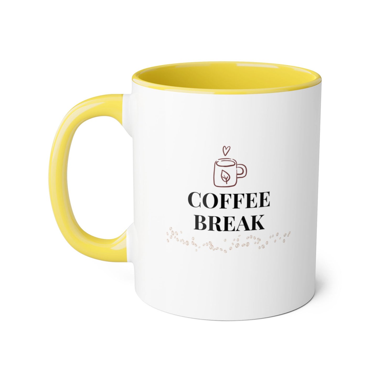 Coffee Break mug | Accent 11oz ceramic mug, black handle and rim/multiple colors/ calm/ simple