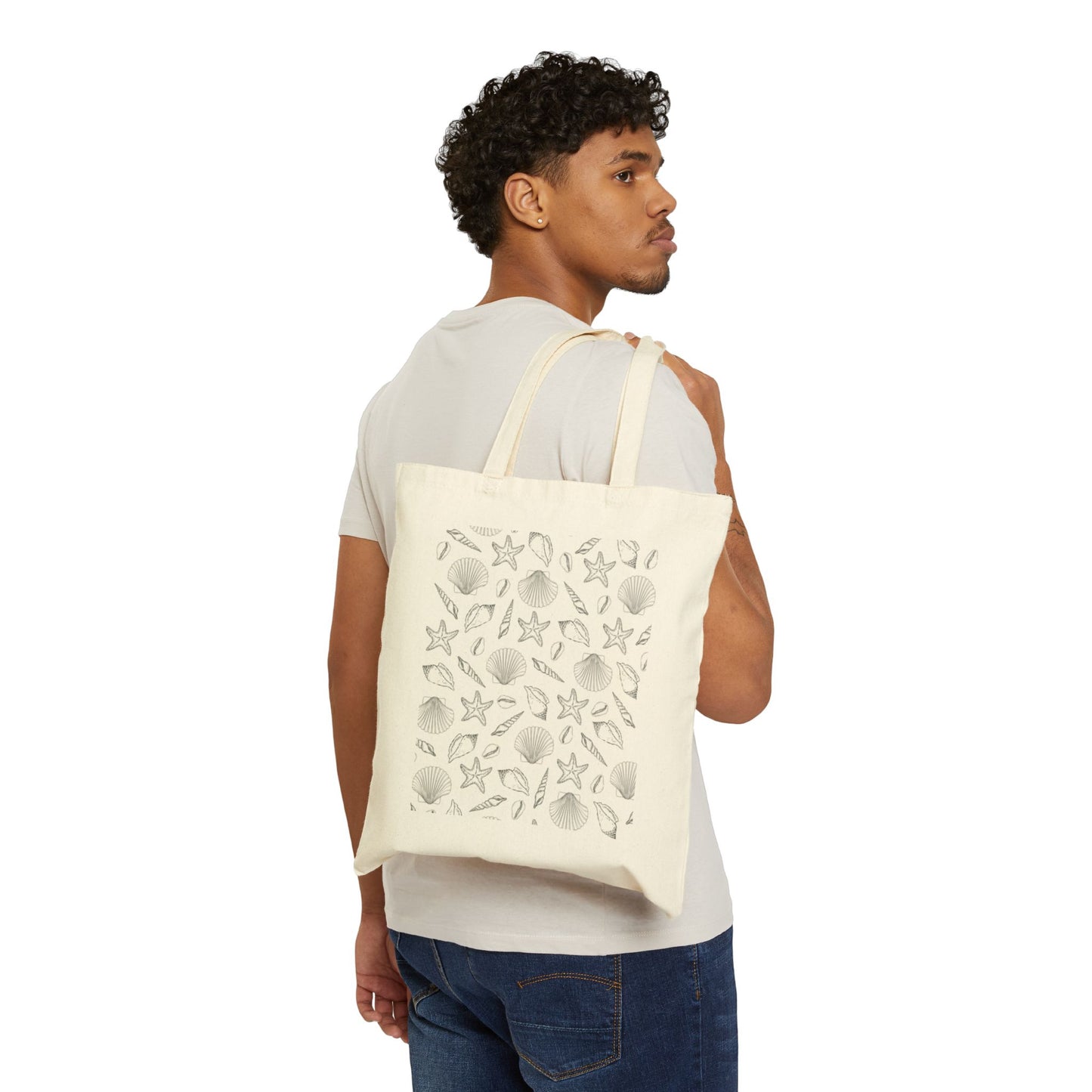 Seashell Pattern Tote Bag | Beach Shells Canvas Tote
