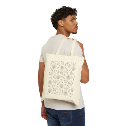 Seashell Pattern Tote Bag | Beach Shells Canvas Tote