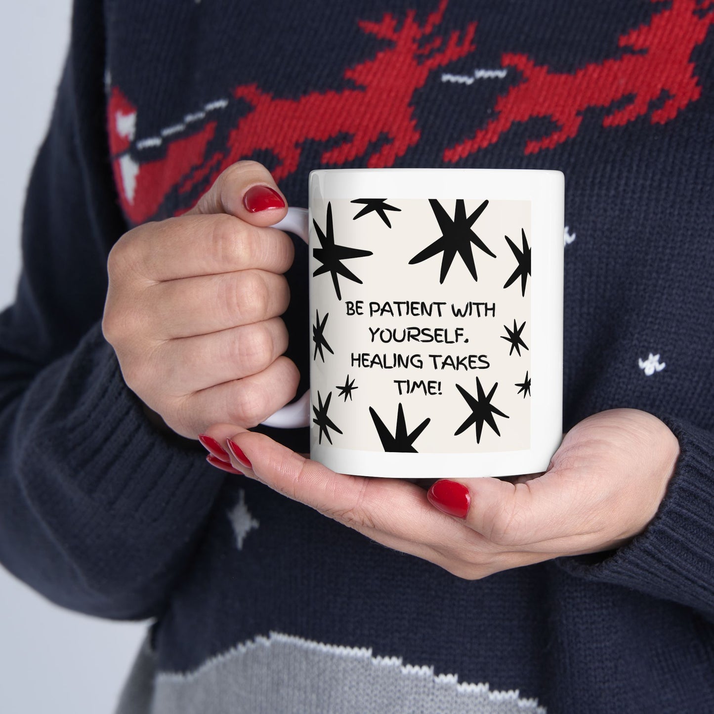Inspirational Starburst Ceramic Mug – Motivational Quote Coffee Cup (11oz, 15oz)