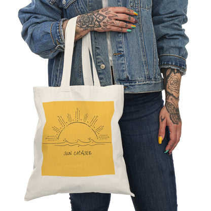Sun Chaser Tote Bag — Yellow Sunrise Canvas Market Tote