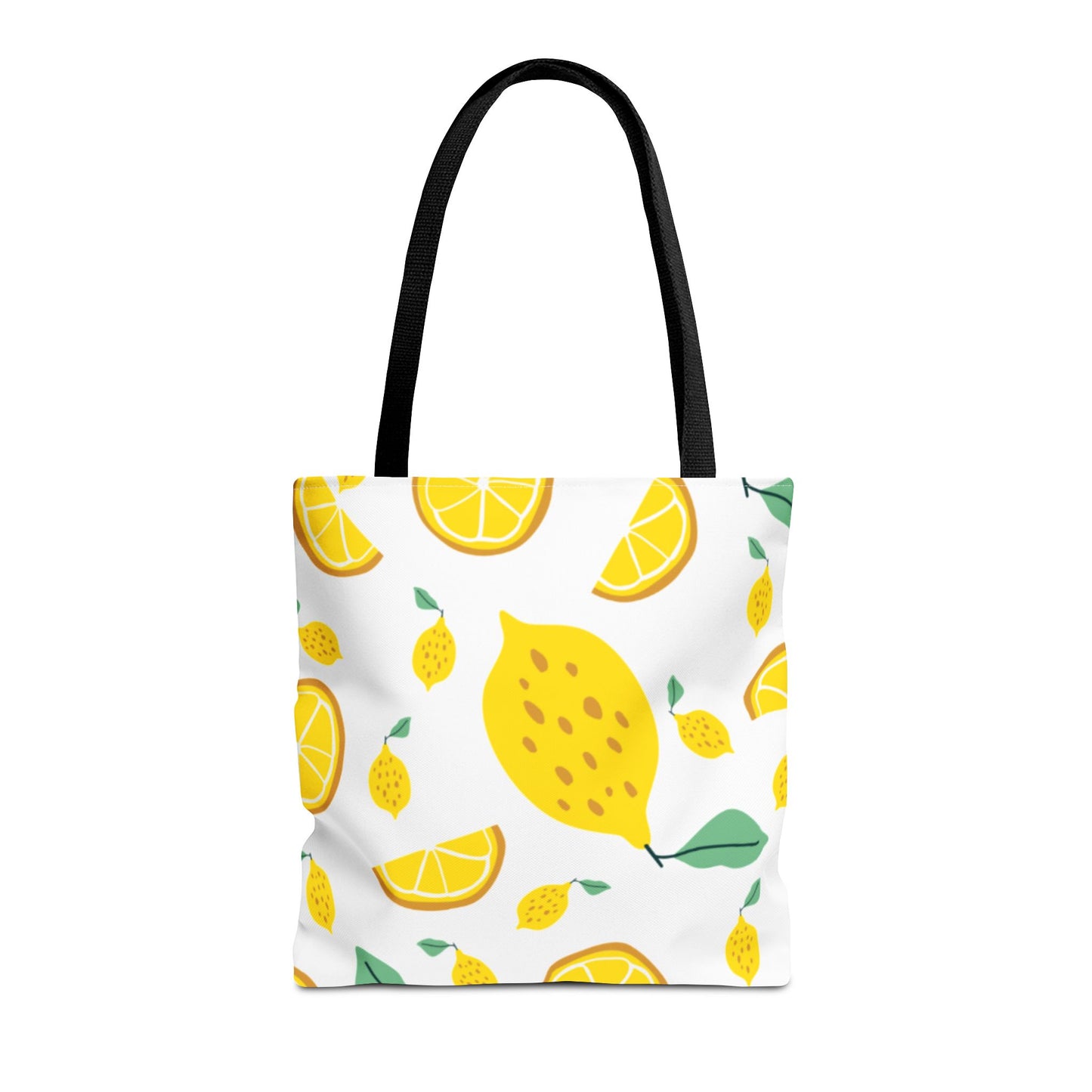 Lemon Pattern Tote Bag white canvas background| Yellow Citrus All-Over Print
