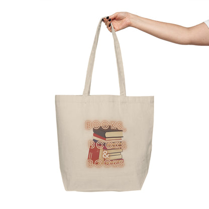 Canvas Tote - "Books, Books & Books" Stacked Booklover Shopper Bag