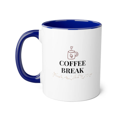 Coffee Break mug | Accent 11oz ceramic mug, black handle and rim/multiple colors/ calm/ simple