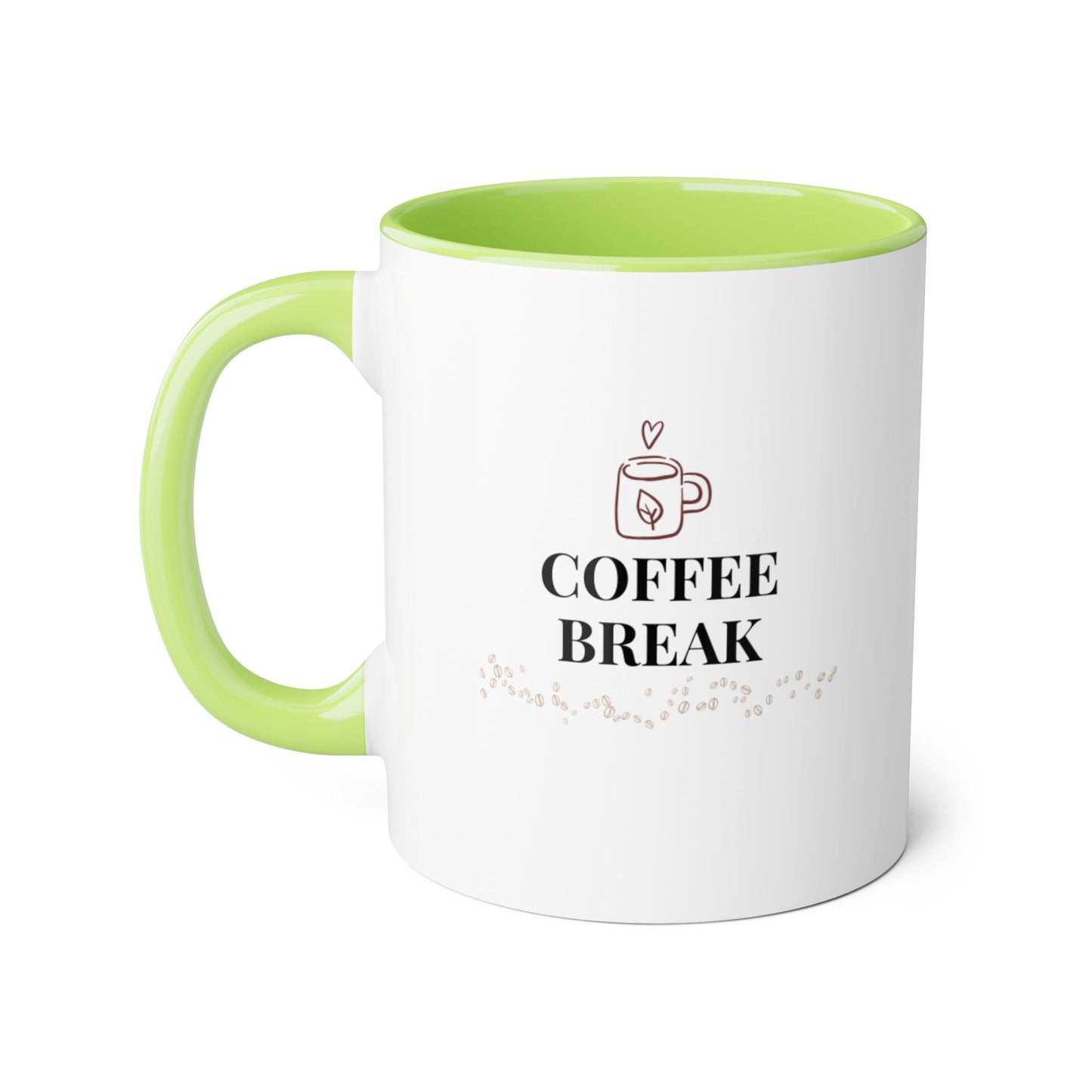 Coffee Break mug | Accent 11oz ceramic mug, black handle and rim/multiple colors/ calm/ simple