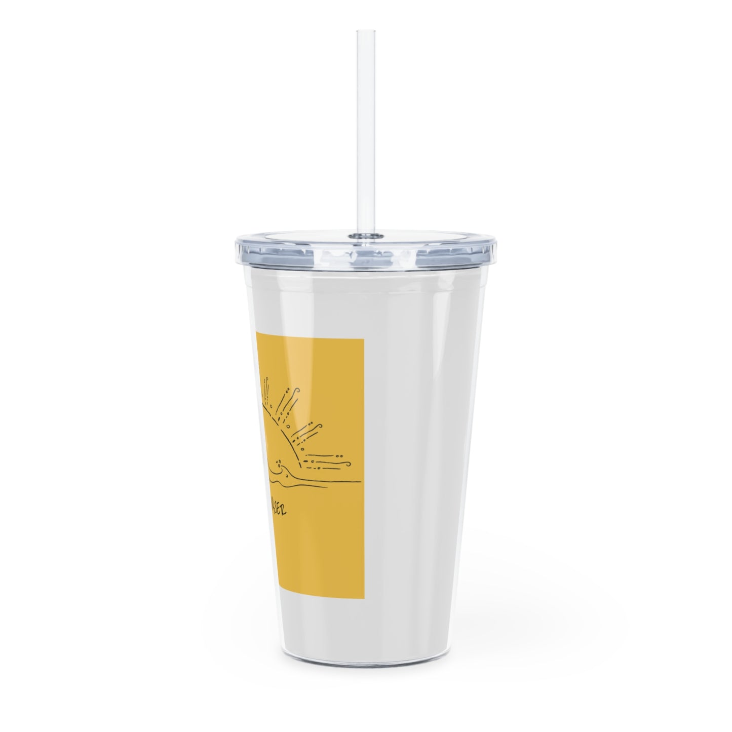 Sun Chaser Plastic Tumbler with Straw — Yellow Sunrise Graphic Cold Cup