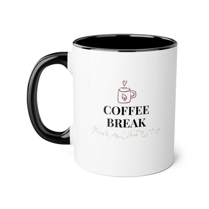 Coffee Break mug | Accent 11oz ceramic mug, black handle and rim/multiple colors/ calm/ simple