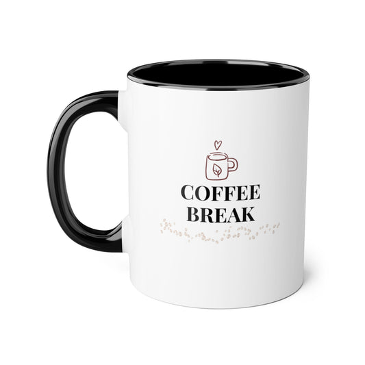 Coffee Break mug | Accent 11oz ceramic mug, black handle and rim/multiple colors/ calm/ simple