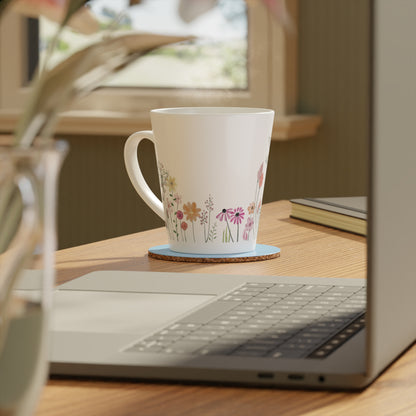 Wildflower Latte Mug — 12oz Floral Ceramic Coffee Cup