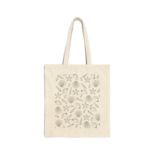 Seashell Pattern Tote Bag | Beach Shells Canvas Tote