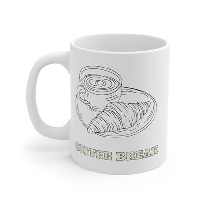 Coffee Shop Sketch Mug — Hand-Drawn Cafe Ceramic Coffee Mug