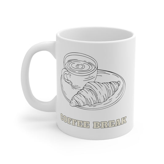 Coffee Shop Sketch Mug — Hand-Drawn Cafe Ceramic Coffee Mug