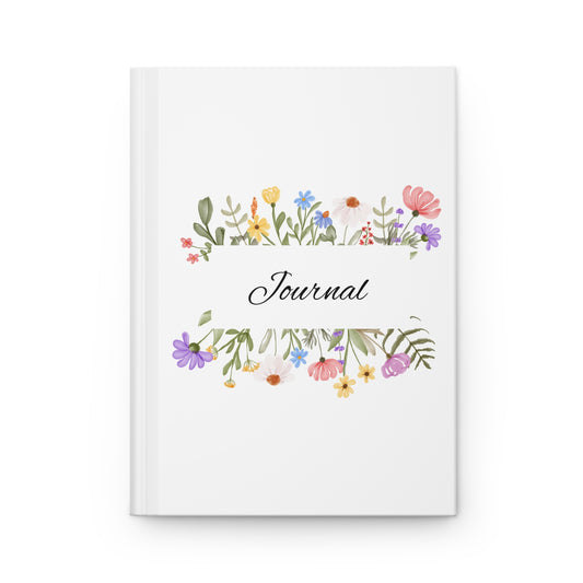 Floral Garden Hardcover Journal — "Journal" Matte Notebook for Daily Notes, Gratitude, & Gifting