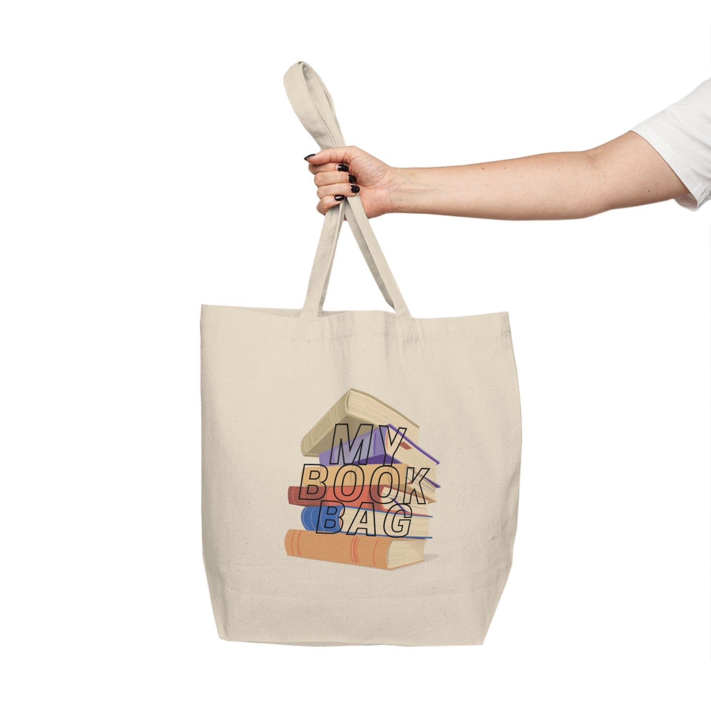 Book Lover Canvas Tote — "My Book Bag" Printed Library Tote