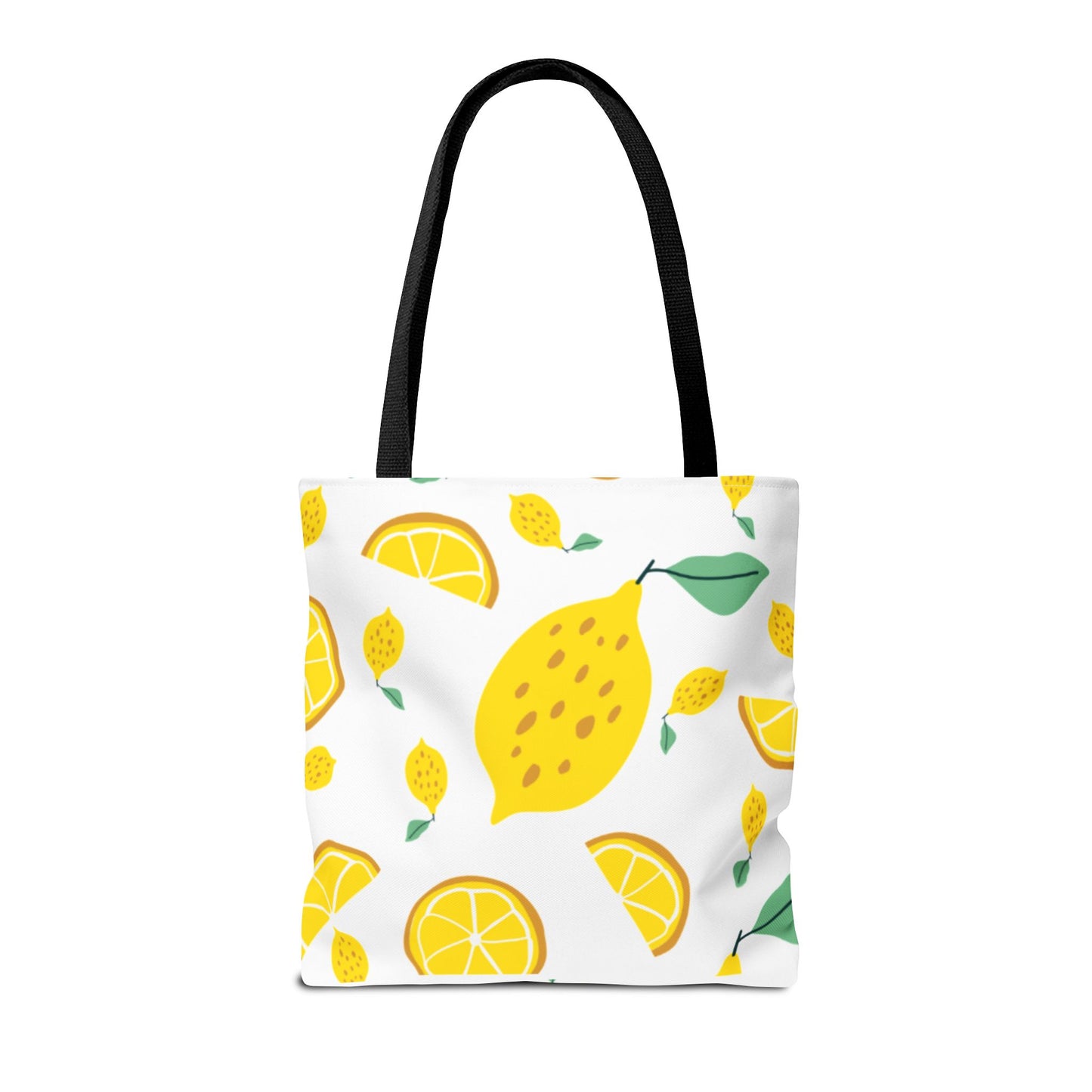 Lemon Pattern Tote Bag white canvas background| Yellow Citrus All-Over Print