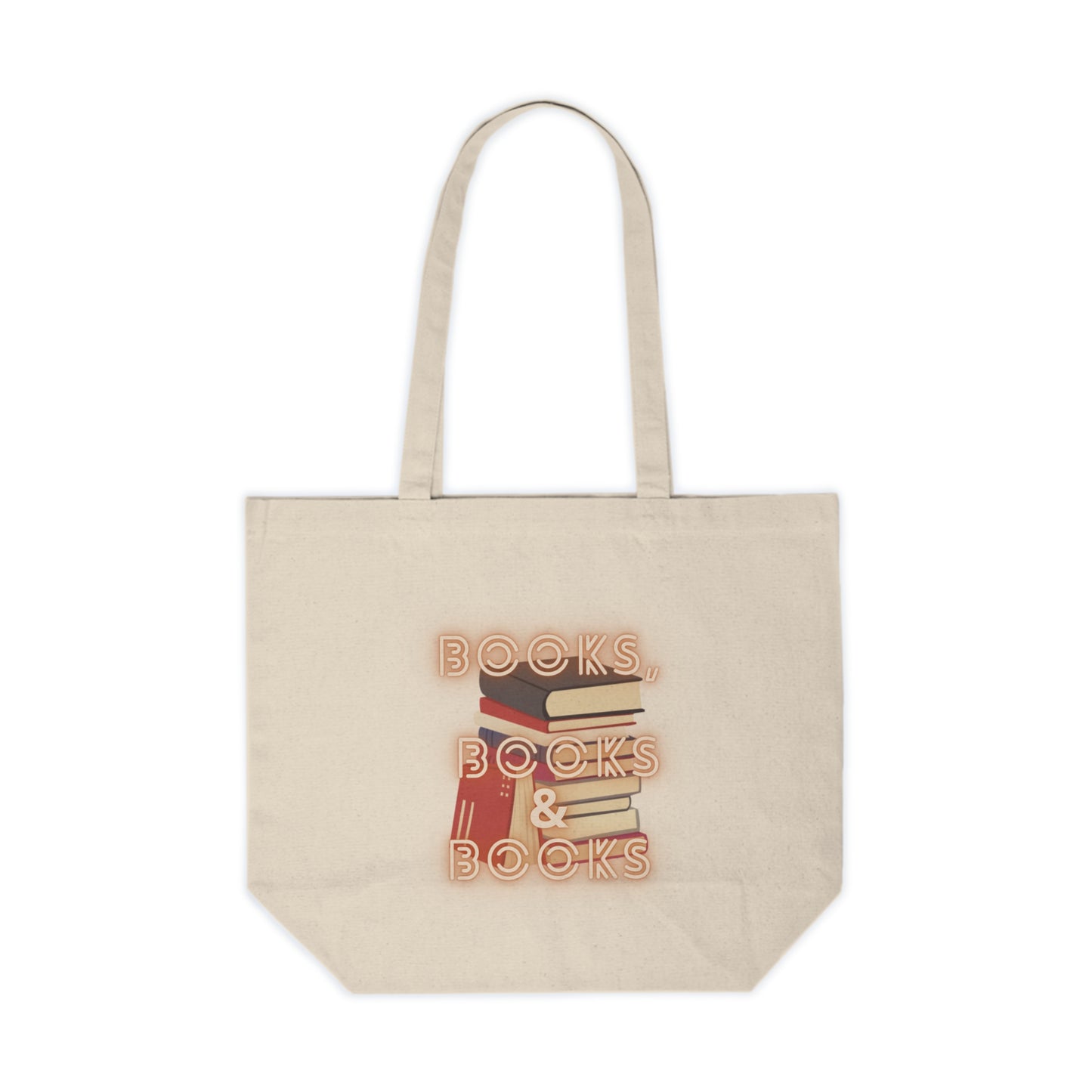 Canvas Tote - "Books, Books & Books" Stacked Booklover Shopper Bag