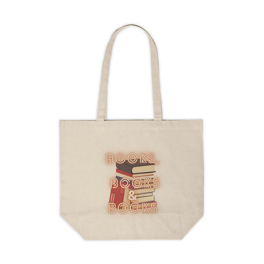 Canvas Tote - "Books, Books & Books" Stacked Booklover Shopper Bag