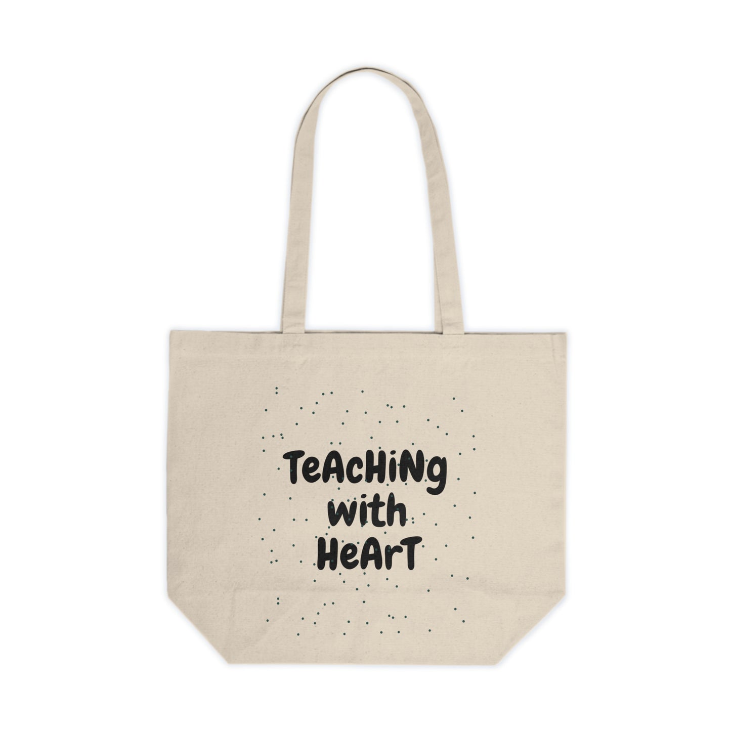 Teacher Heart Canvas Tote — "Teaching With Heart" School Tote Bag