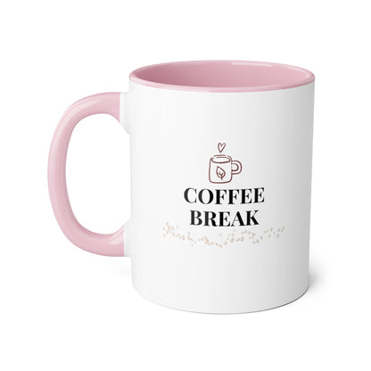 Coffee Break mug | Accent 11oz ceramic mug, black handle and rim/multiple colors/ calm/ simple