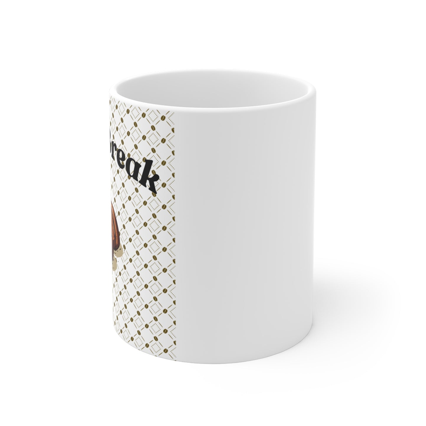 Coffee Break Ceramic Mug — Retro Coffee Beans Pattern (11oz/15oz/20oz)