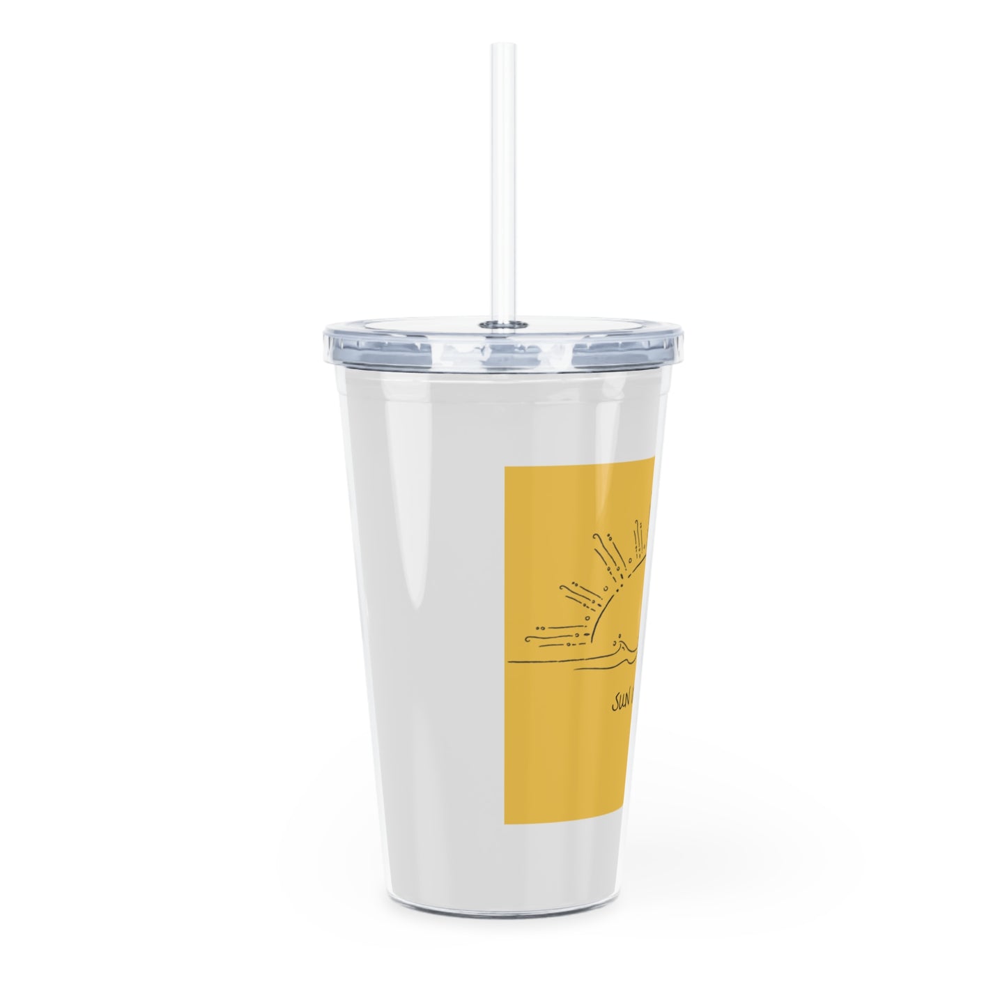 Sun Chaser Plastic Tumbler with Straw — Yellow Sunrise Graphic Cold Cup