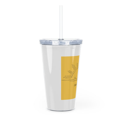 Sun Chaser Plastic Tumbler with Straw — Yellow Sunrise Graphic Cold Cup