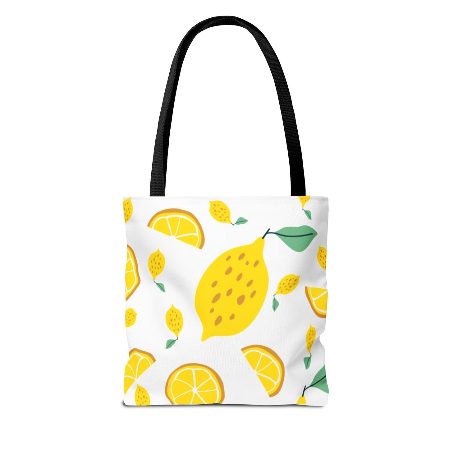 Lemon Pattern Tote Bag white canvas background| Yellow Citrus All-Over Print