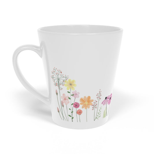 Wildflower Latte Mug — 12oz Floral Ceramic Coffee Cup